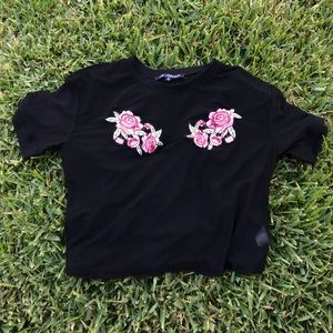 Sheer Rose Cropped Top from One Clothing